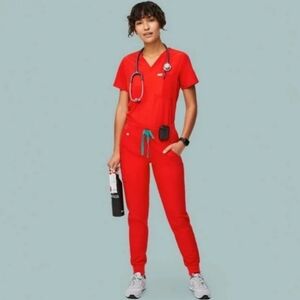 Figs The Set Red Jogger Scrub Set Small